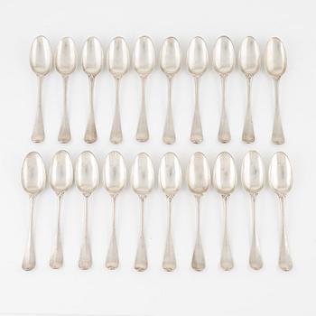 A set of twenty North-European silver rococo spoons, maker's mark IVH possibly for Jacob von Herberg .