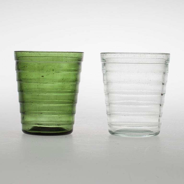 SERVISDELAR, glas, 27 st, "Böljeblick" Aino Aalto, Karhula och Riihimäki 1930-1980-tal.