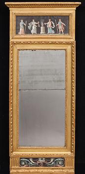 SPEGEL, sengustaviansk, signerad A.L.L, (Adolph Ludvig Levin?), omkring 1800.
