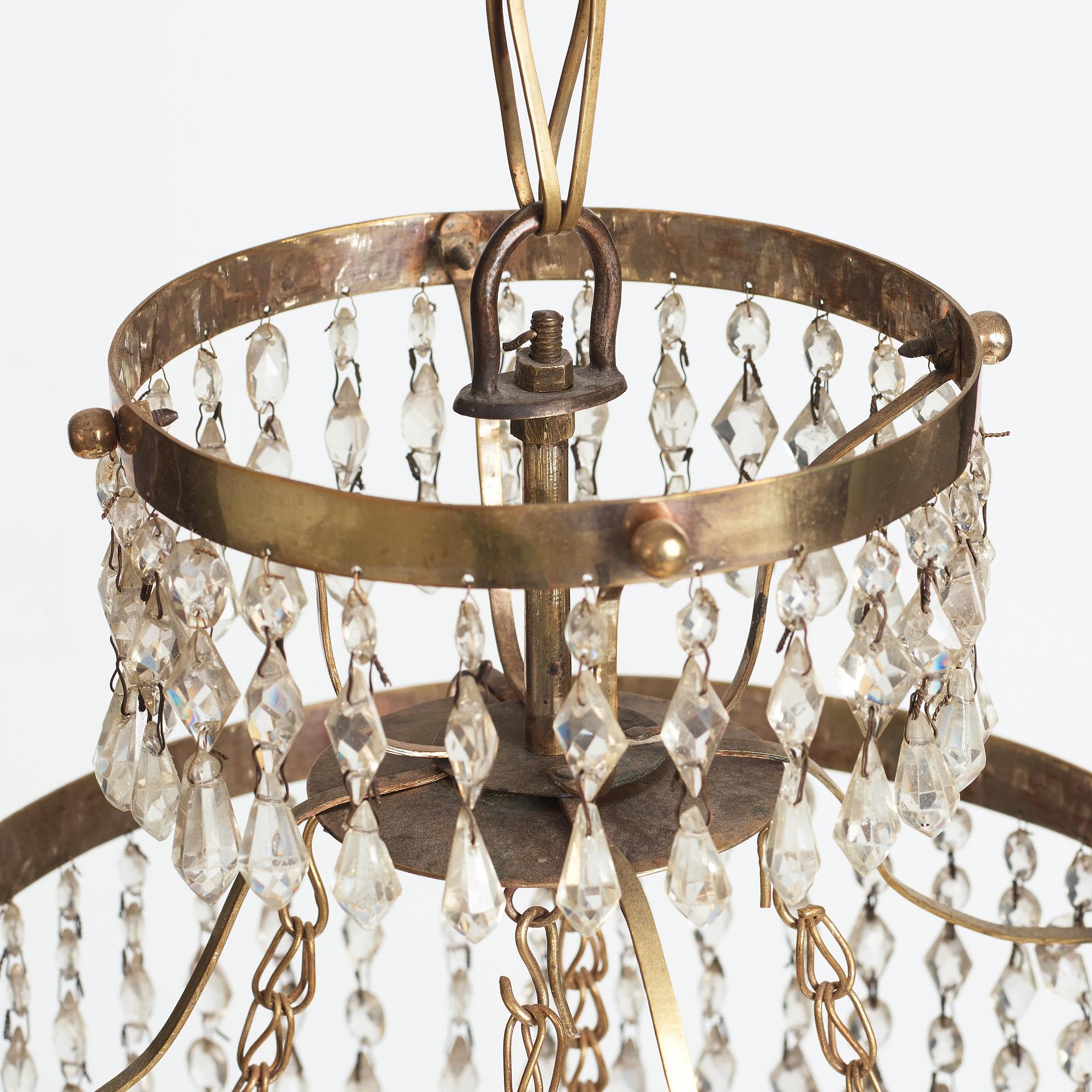 A late Gustavian circa 1800 five-light chandelier.