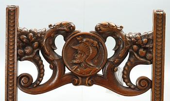 KARMSTOLAR, ett par, barockstil, 1800-talets andra hälft.