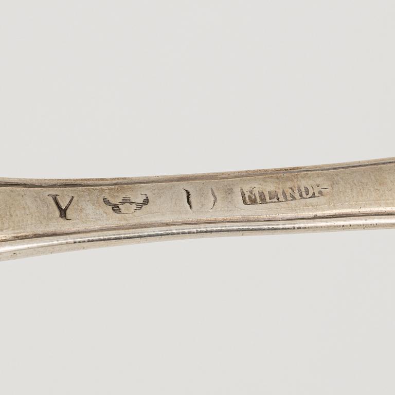 Three silver spoons, 18/19th century.