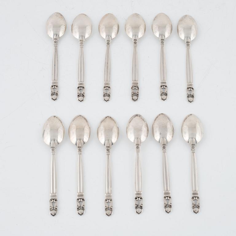 Georg Jensen, kaffeskedar, 12 delar, silver, "Konge", 1915-1919, Danmark.