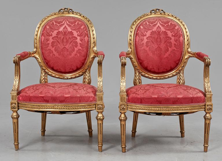 SALONGSMÖBEL, 10 delar, Louis XVI-stil, 1900-tal.