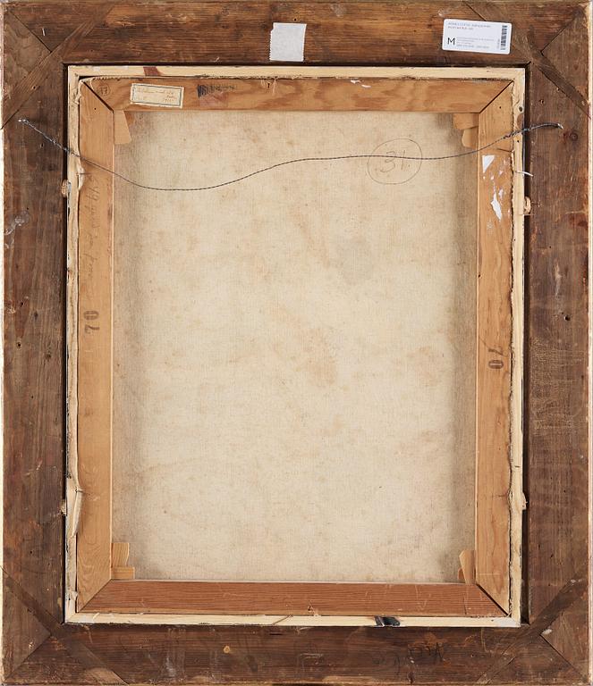 Agnes Cleve, "Stilleben med röd duk" (Självporträtt).