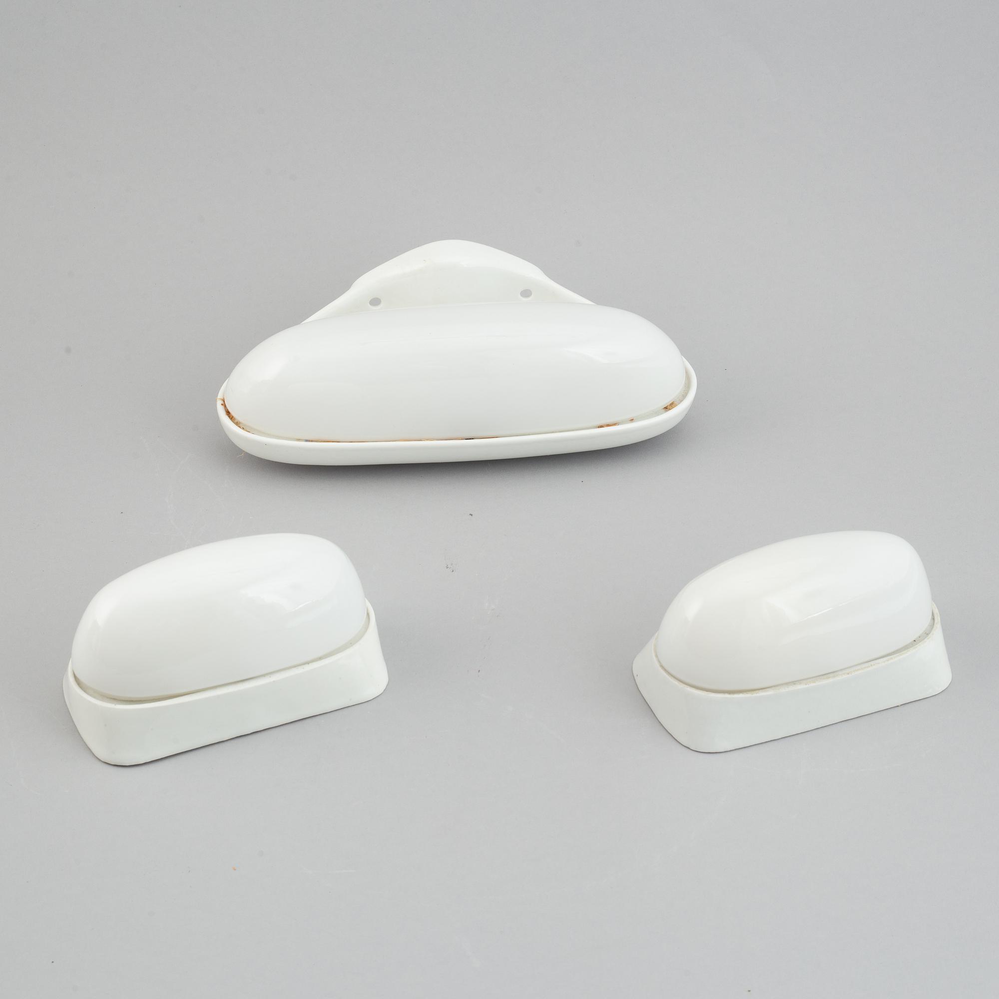 WILHELM WAGENFELD, three ceramic wall lights, Lindner Keramik, Bamberg, 1950's/60's.