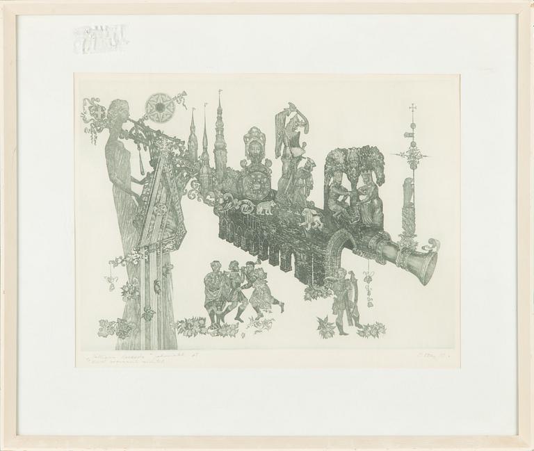 Concordia Klar, soft ground etching, signed and dated -83.