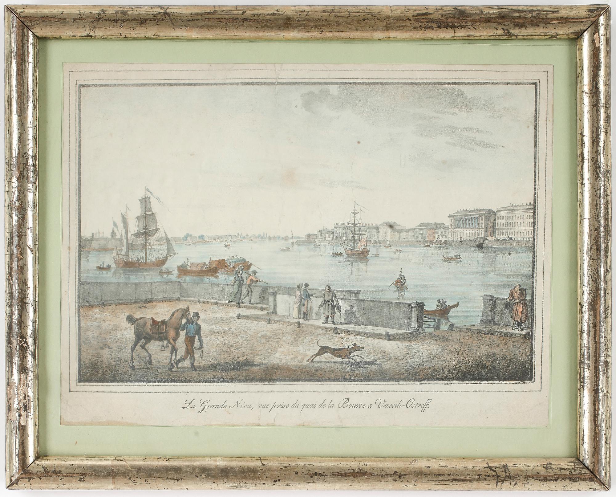 KOPPARSTICK, 3 stycken, kolorerade, 1800-talets mitt.