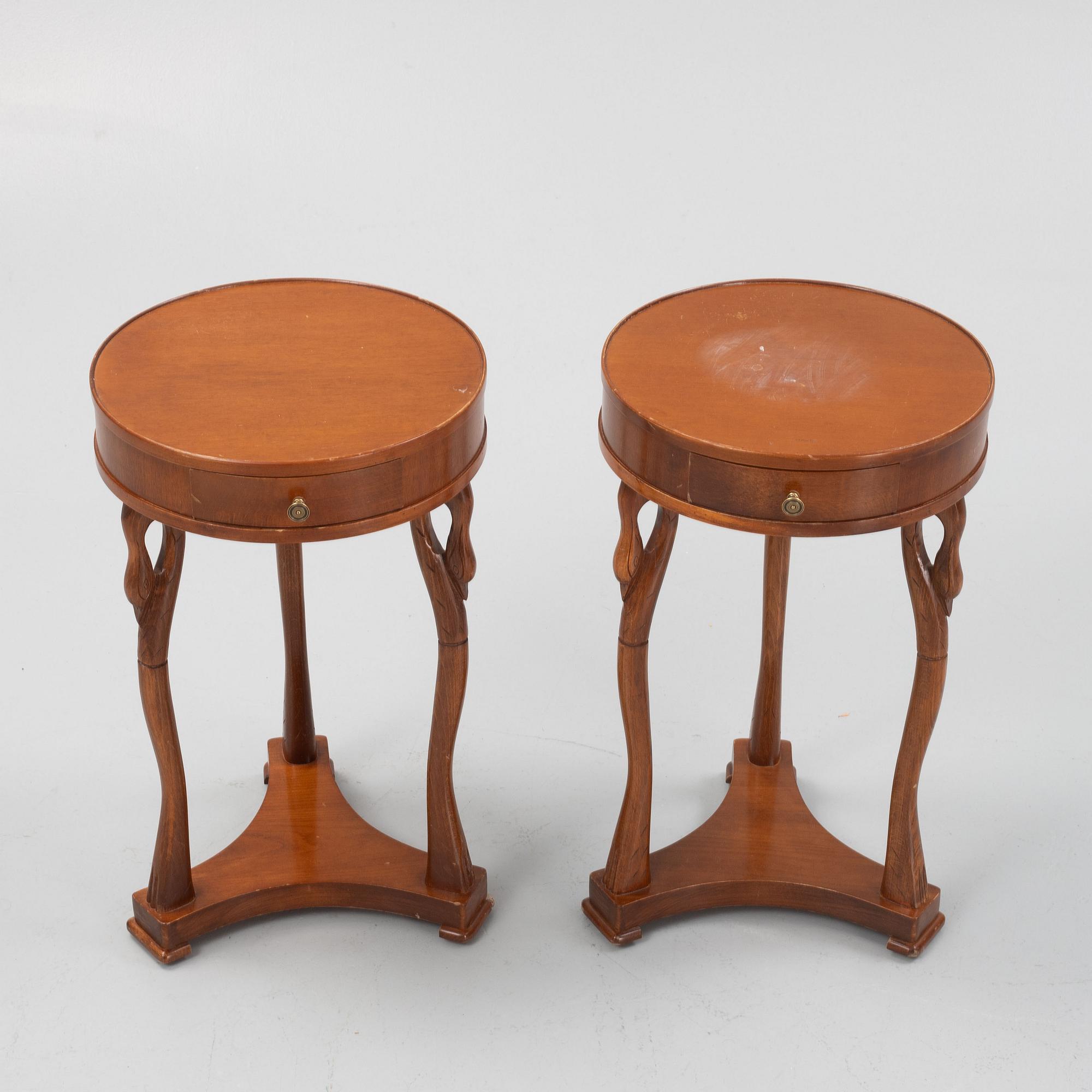 A pair of Empire style bedside tables, Selva, Italy.