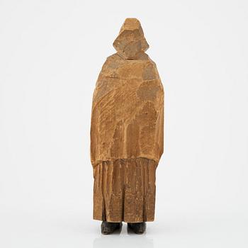 Axel Petersson Döderhultarn, skulptur, signerad. Delvis bemålat trä, höjd 25 cm.