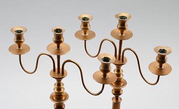 KANDELABRAR, ett par, mässing, Nyköpings Mässingsbruk, 1800-tal.