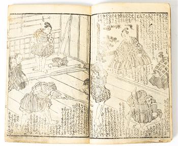 Utagawa Kunisada, album, två stycken, "Monster cat that eats humans", 1852.