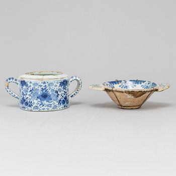 A Dutch suger bowl and kovsch, 18th Century.