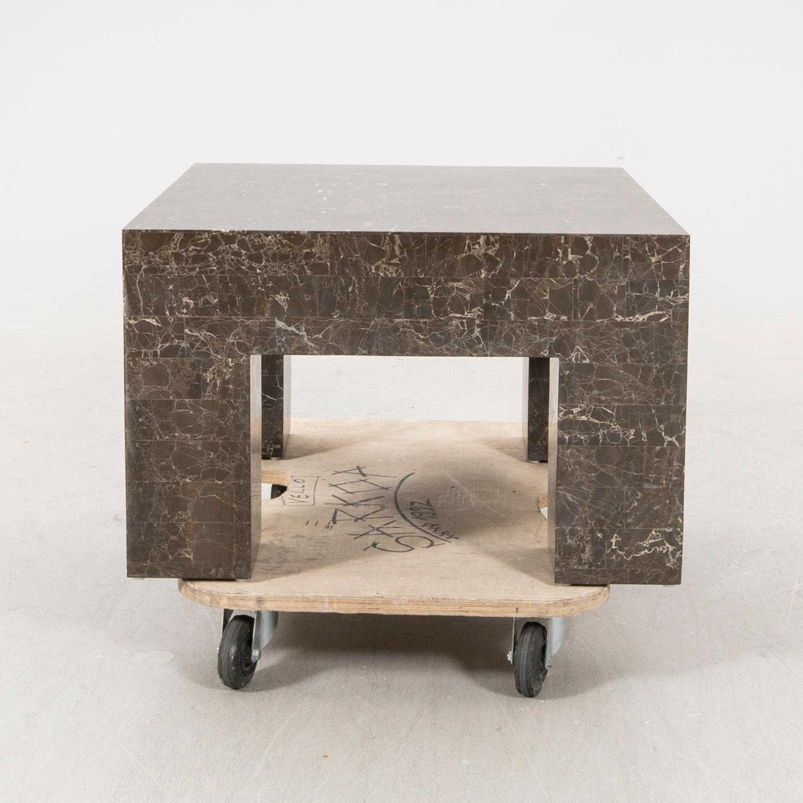 A late 20th century/21§st century travertin coffee table.