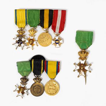 Order and medal miniatures, a total of 8 pcs, Sweden and Italy.