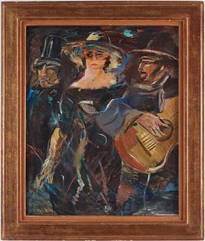 Jules Schyl, Three figures with hats.