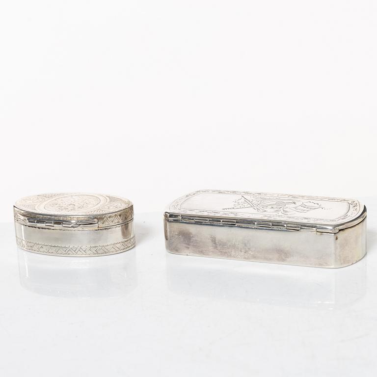 Dosor, 2 st, silver, Sverige 1786 och 1826.