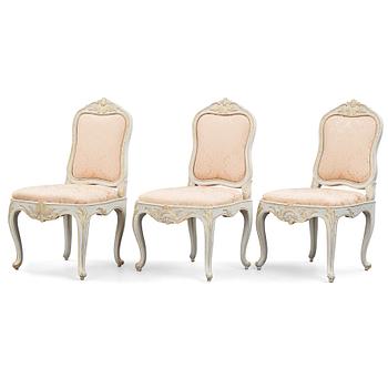 46. A set of three Swedish Rococo 18th century chairs.