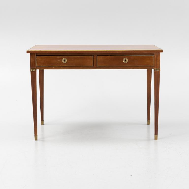 A late Gustavian style mahogany-veneered desk, circa 1900.