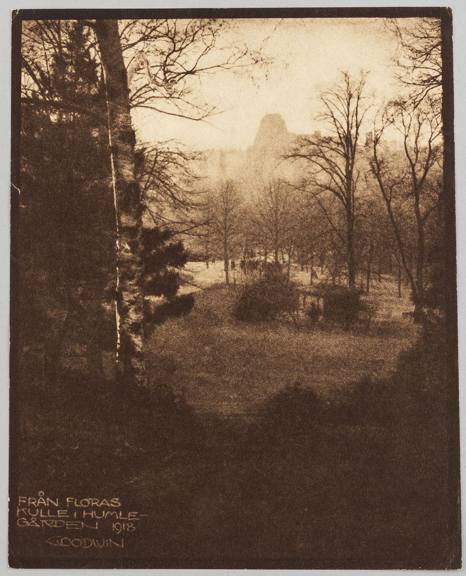 Henry B. Goodwin, tre fotogravyrer, Vårt vackra Stockholm sign i negativet. Bragevägen, Floras kulle, Engelbrektskyrkan.