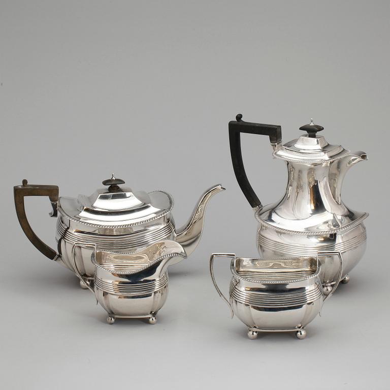 TE OCH KAFFESERVIS, 4 delar, silver, Mappin & Webb, Sheffield, Art Déco, London, 1920-21. Totalvikt ca 1817 g.