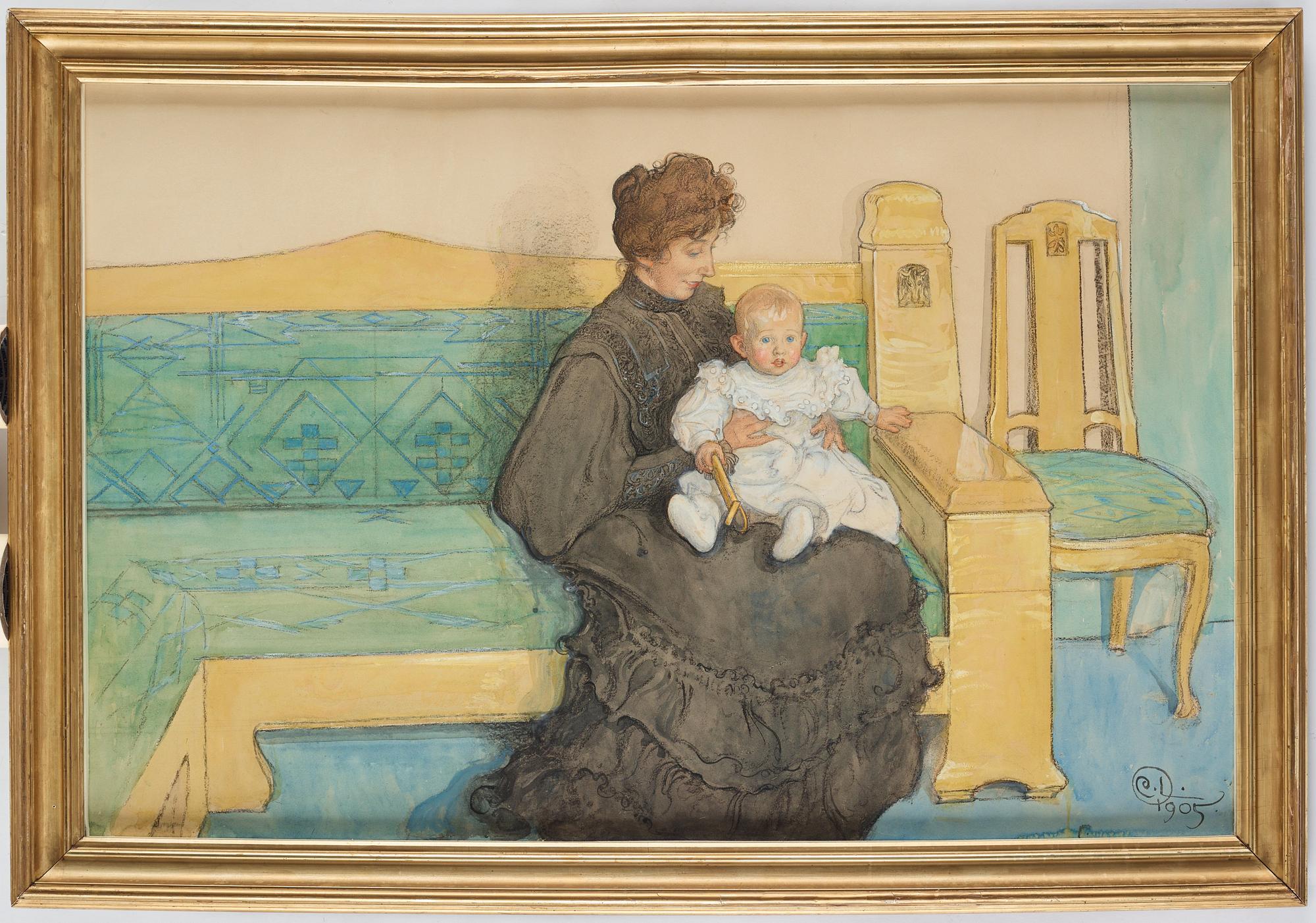 Carl Larsson, "Gunilla Laurin med sonen Erik" (Gunilla Laurin with the son Erik).