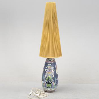 Marian Zawadzki, bordslampa, lergods, Tilgsmans Keramik, signerad och daterad 1956.