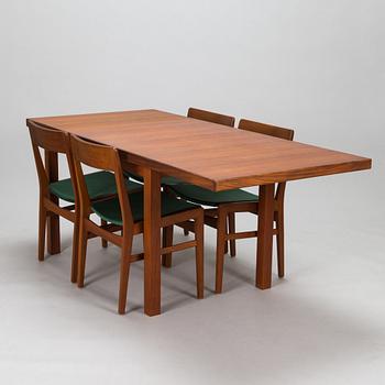 A dining table and four chairs from Ulferts in Tibro,  Sweden, around the mid 20th century.