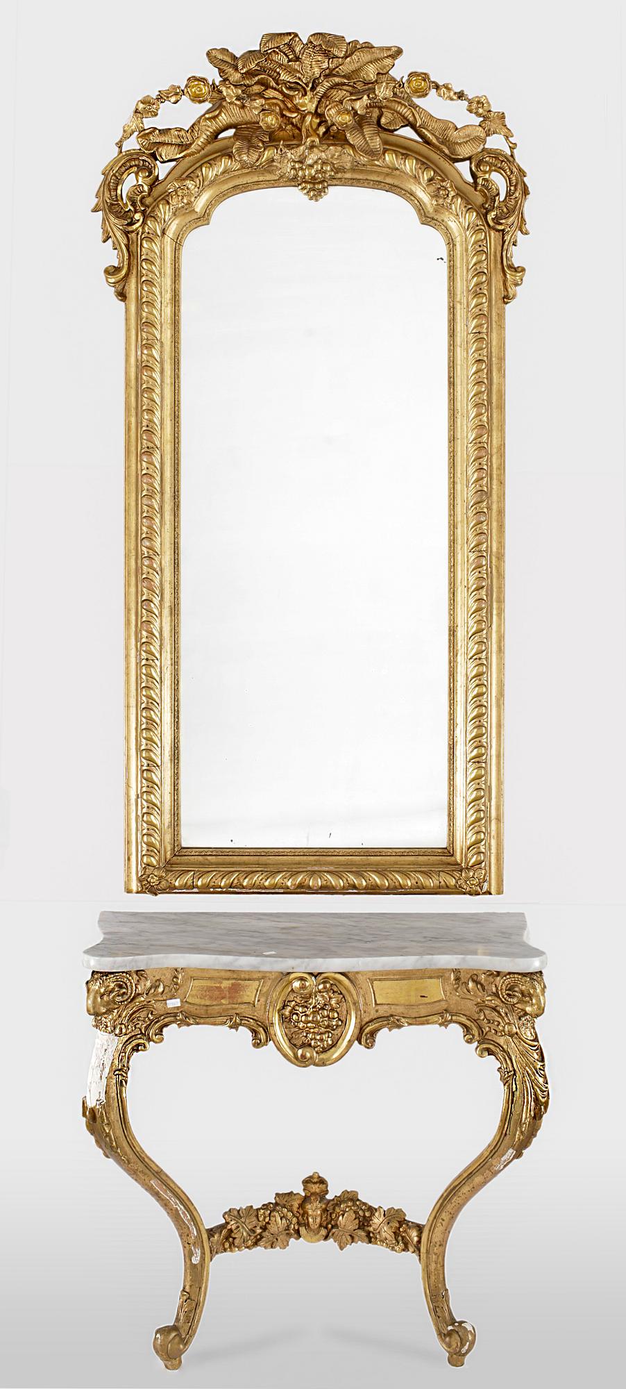 SPEGEL MED KONSOLBORD, nyrokoko, 1900-talets början.