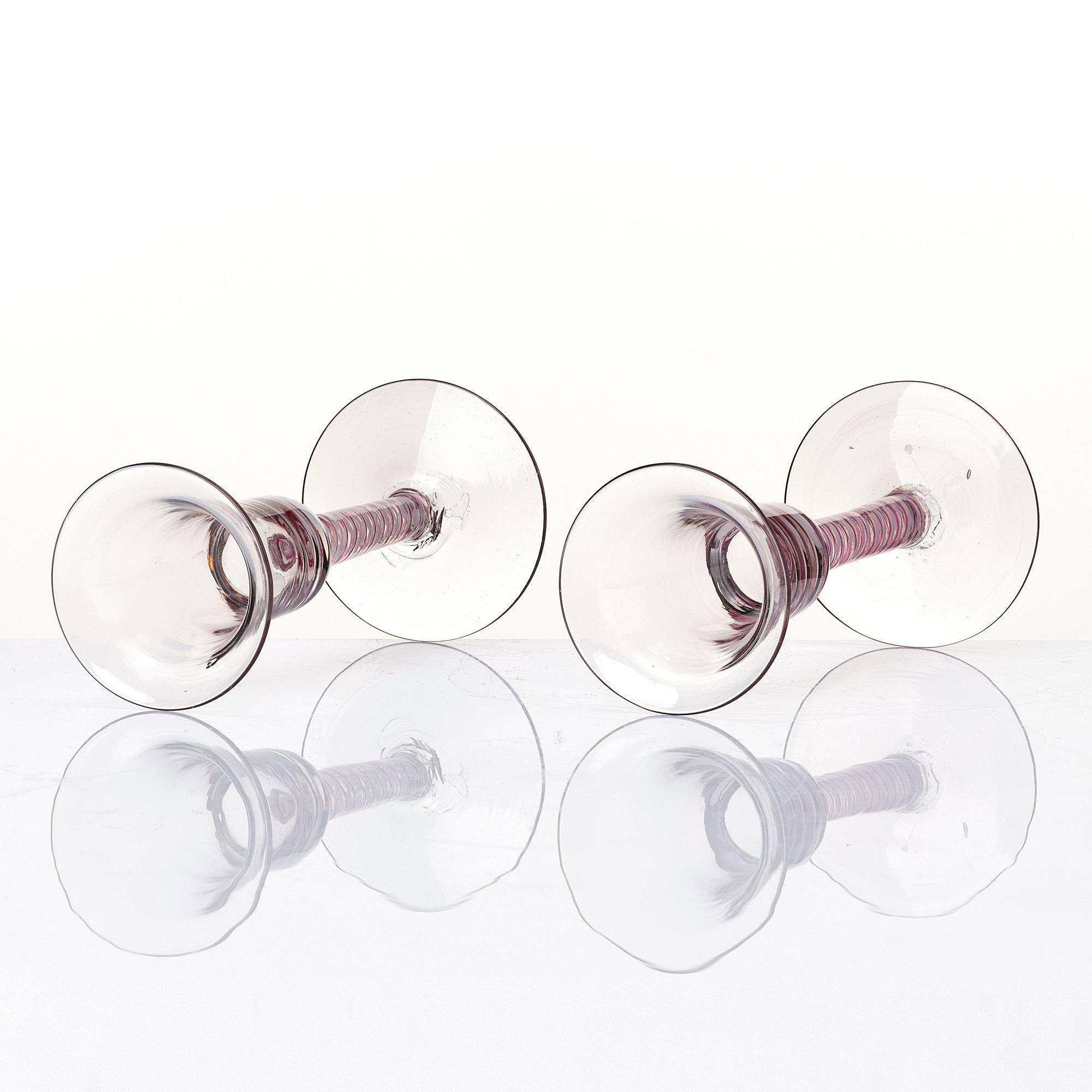 A pair of English lattichino ale glasses, 18th Century.