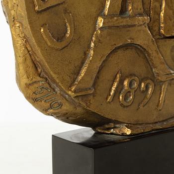 Gudmar Olovson, relief/sculpture. Signed. Numbered. Foundry mark. Bronze, total height 21.5 cm, length 18.5 cm.