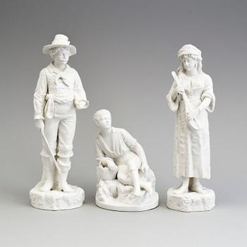 THREE PARIAN FIGURES, Gustafsberg, second half of the 19th century.