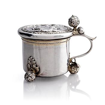 271. A Swedish 17th century parcel-gilt silver tankard, mark of Johan Dragman Arboga (active 1701-1746).