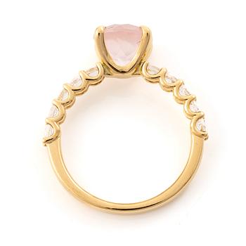 Mary Kay ring, 18K gold with a pink stone and white stones.