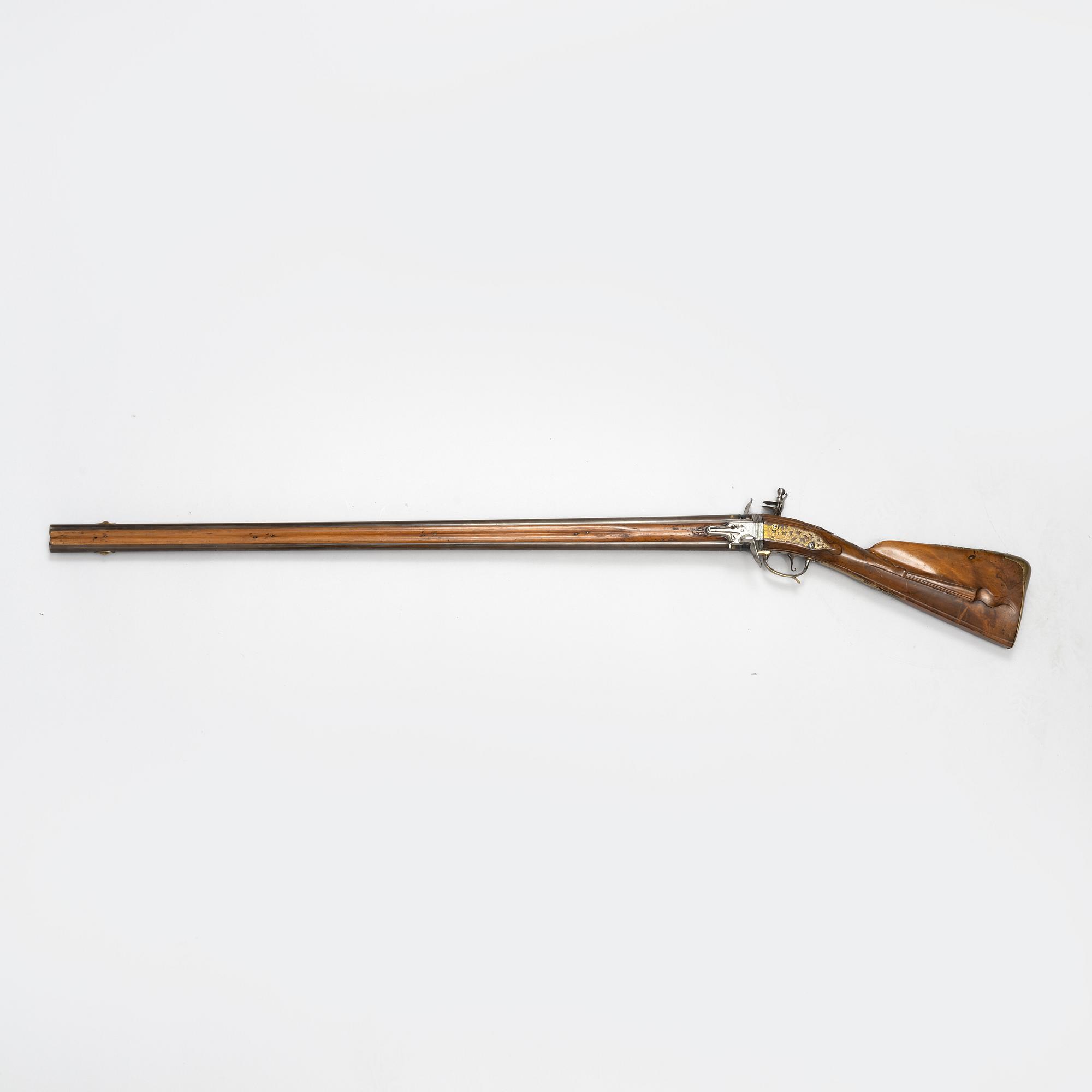 Flintlock rifle, double-barrel "wender" by Philippe de Sellier (1676-1740).