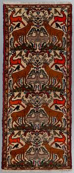 A rug, Old Persian figural, ca 190 x 82 cm.