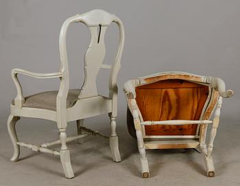 KARMSTOLAR, 1 par, rokokostil, 1900-talets mitt.