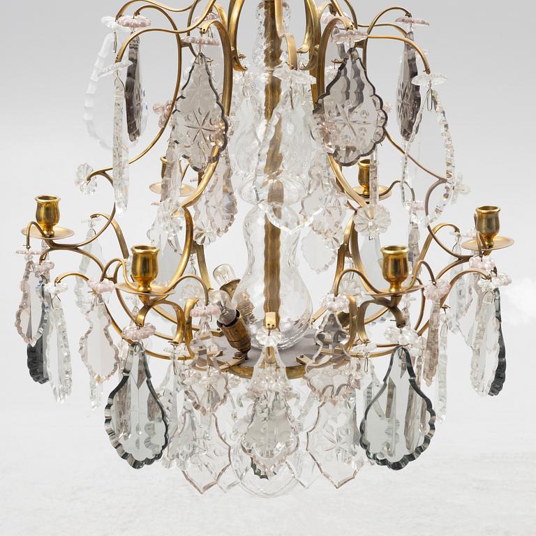 A six-branch Louis XV-style chandelier, 20th century.