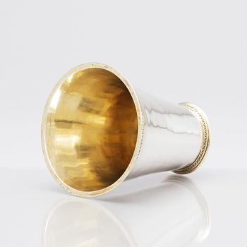 A Swedish 18th century parcel-gilt silver beaker, mark of Abraham Wirgman, Göteborg, 1715.