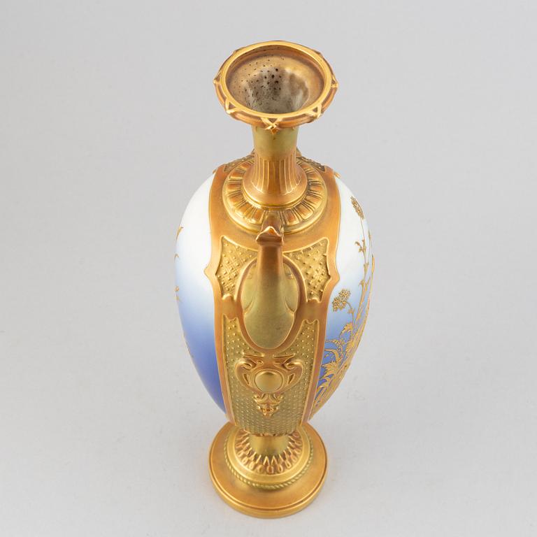 A porcelain urn from Royal Worcester, England, 1897.