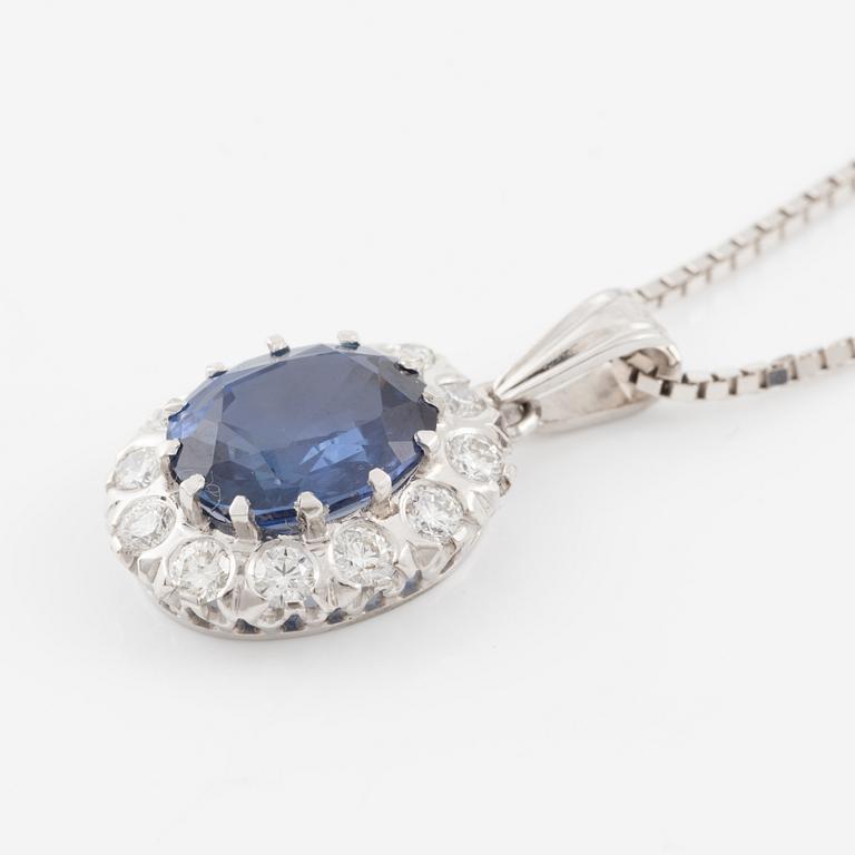 Pendant, Lennart Magnusson, 18K white gold with sapphire and brilliant-cut diamonds, chain 18K white gold included.