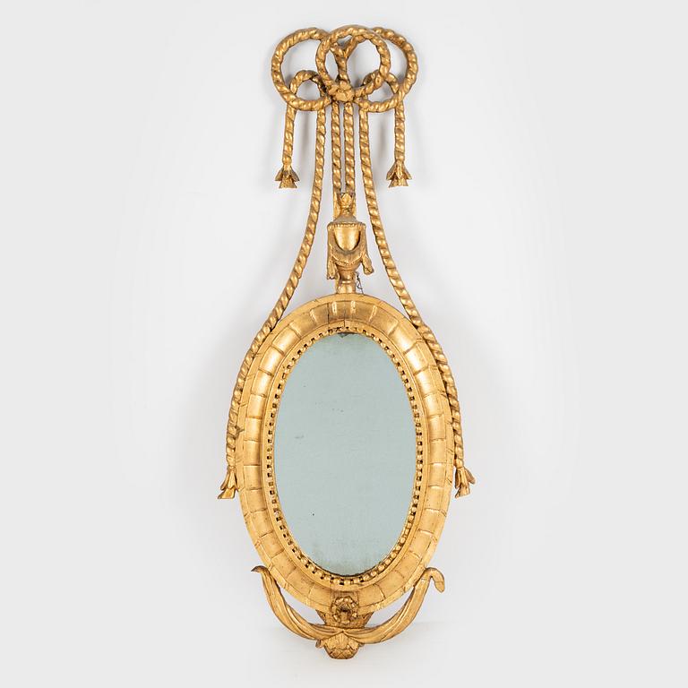 A Danish Louis XVI 'Liselund' giltwood girandole mirror, late 18th century.