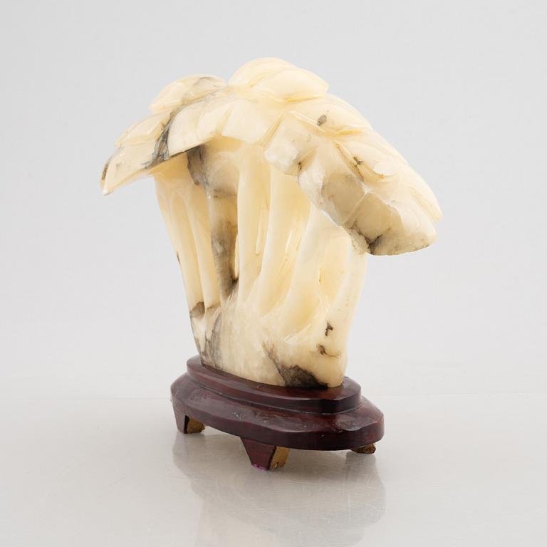 A white stone mushroom sculpture, China, 20th century.