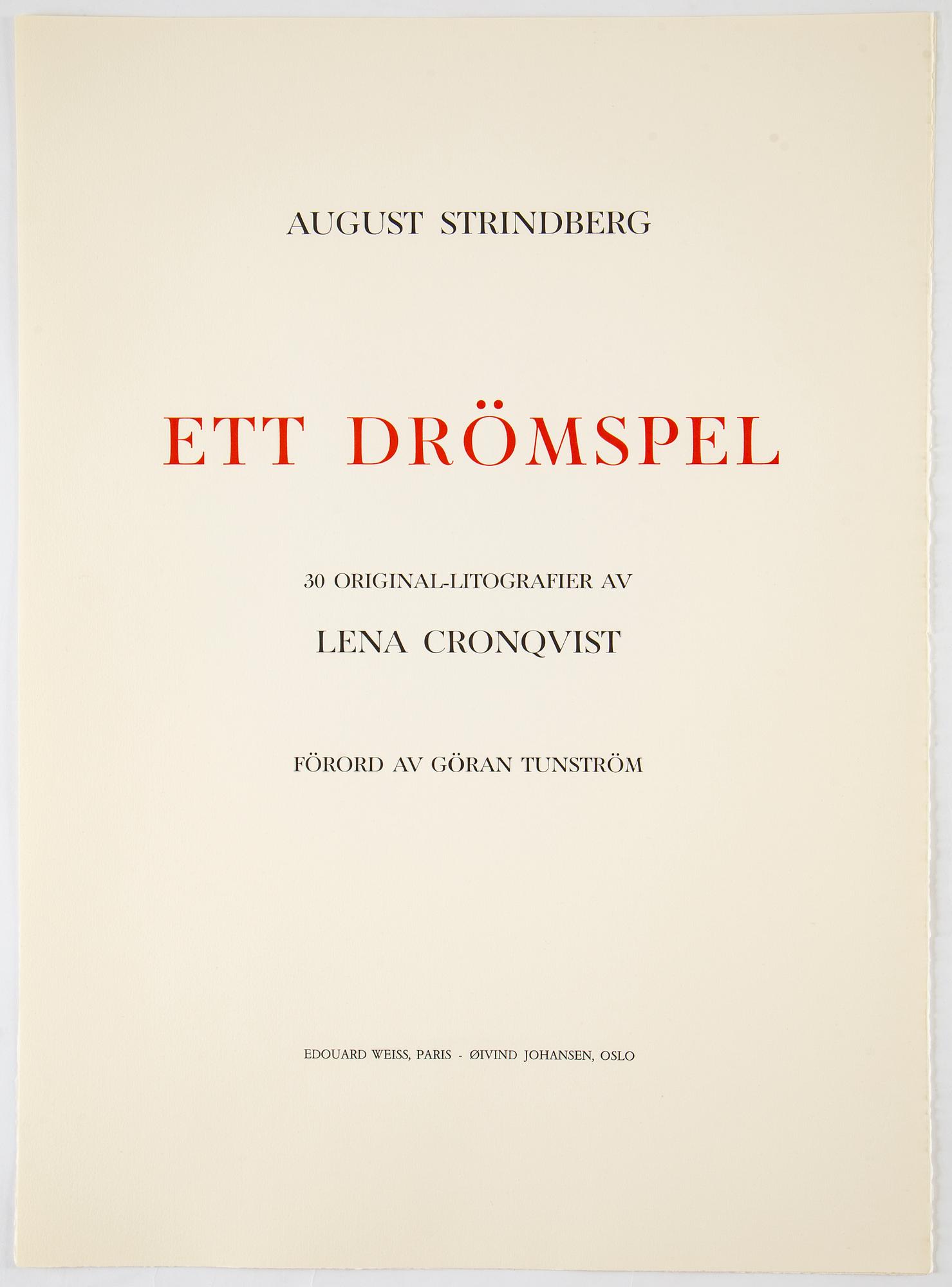 LENA CRONQVIST, portfolio with 30 lithographs in colour, signed 112/170.