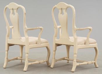 A pair of Swedish Rococo 18th century armchairs.