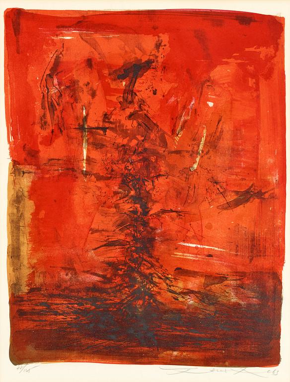 Lithograph, 1963-64, "L.XII", by Zao Wou-ki (Zao Wuji, 1921-2013), signed in pencil and numbered 88/125.