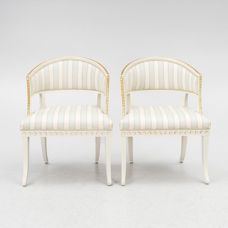 A pair of late-Gustavian armchairs, Sweden, 20th century.