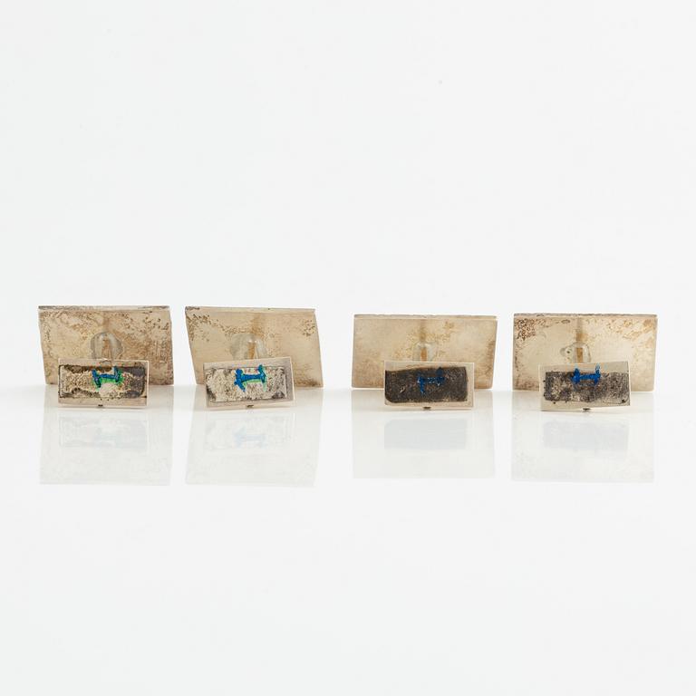 Lars Arby, five pairs of cufflinks, sterling silver, Gothenburg 1976 and 1980.