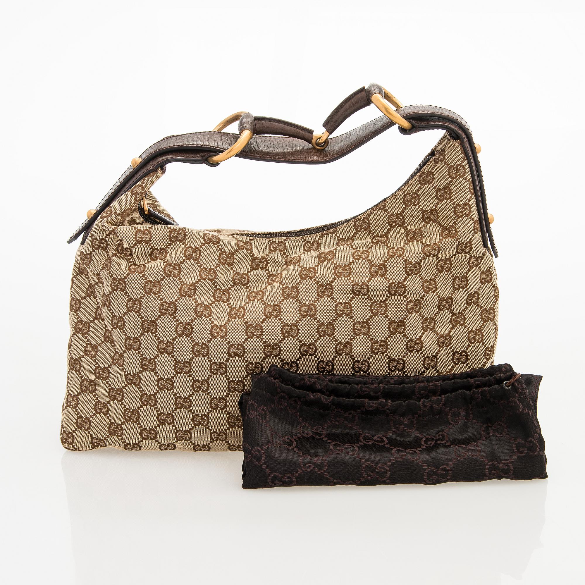 Gucci, a 'Horsebit Guccissima Canvas Hobo Bag'.