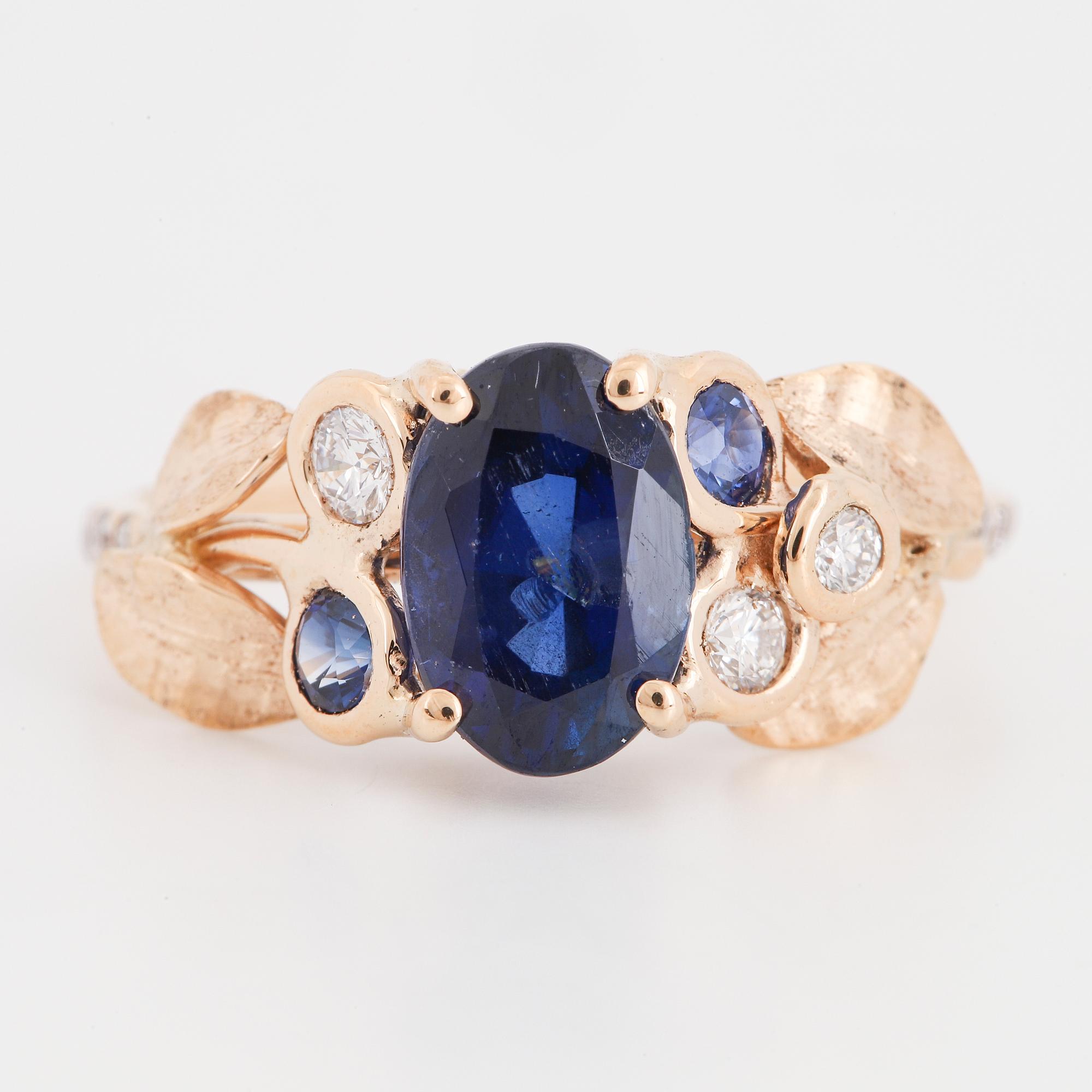 Sapphire and brilliant-cut diamond ring.